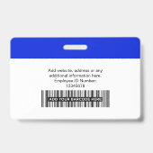 Badge Bleu | Carte d'identité de l'employé avec photo So (Arrière)