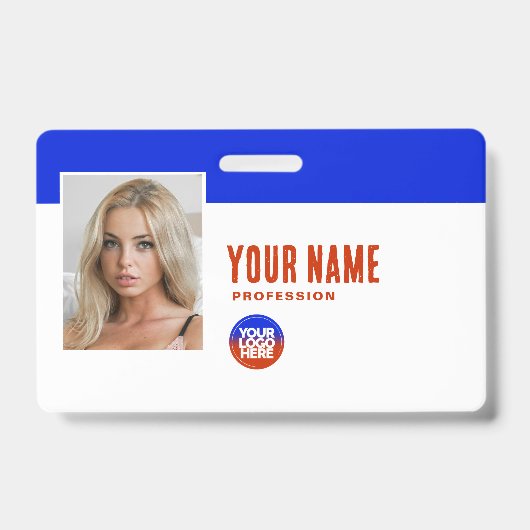 Badge Bleu | Carte d'identité de l'employé avec photo So (Avant)