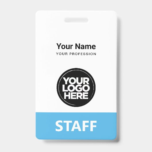 Badge Bleu clair Nom de l'employé Logo d'entreprise Étiq (Avant)