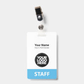 Badge Bleu clair Nom de l'employé Logo d'entreprise Étiq (Avant avec clip)
