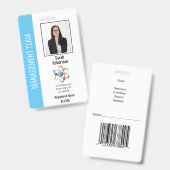 Badge Bleu clair Vertical w Bande Code de sécurité Emplo (Front & Back)