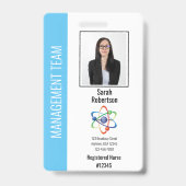 Badge Bleu clair Vertical w Bande Code de sécurité Emplo (Front)