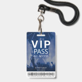 Badge bleu d'accès VIP personnalisé avec code barr (Front with Lanyard)