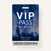 Badge bleu d'accès VIP personnalisé avec code barr (Devant)