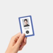 Badge Bleu employé personnalisé | Photo, Code barre, Log (Manuel / portable)