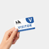 Badge Bleu et blanc Votre logo Visiteur (Manuel / portable)