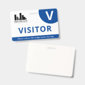 Badge Bleu et blanc Votre logo Visiteur (Avant & arrière)