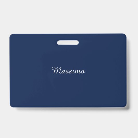 Badge Bleu foncé Élégant Casual Propre Nom Écriture manu (Avant)