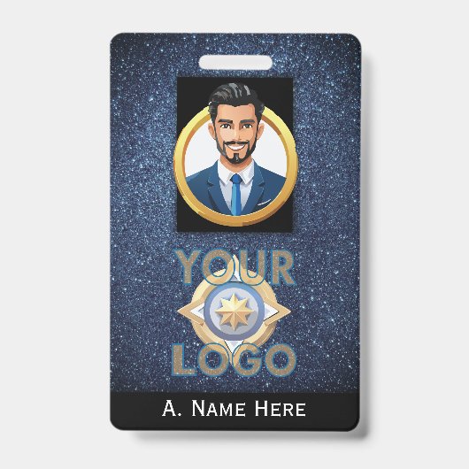 Badge Bleu foncé Insigne d'identification de sécurité in (Avant)