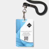 Badge Bleu | Insigne d'identification photo de l'employé (Dos avec cordon)