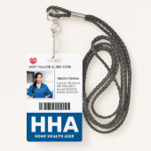 Badge Bleu | Insigne d'identification photo de l'employé (Devant avec lanière)