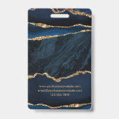 Badge Bleu marine Agate dorée ID professionnel (Arrière)