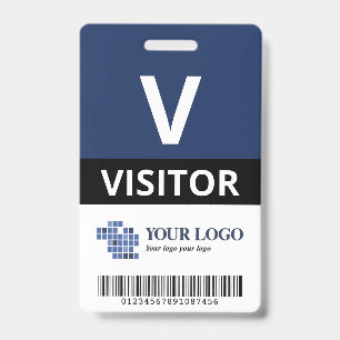 Badge Bleu marine Ajoutez votre logo et code-barres Visi
