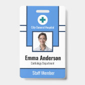 Badge Bleu | Numéro de photo de l'employé de l'hôpital - (Avant)