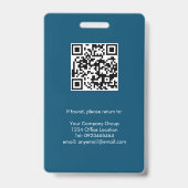 Badge Bleu Océan, Photo d'identité employé avec code QR, (Arrière)