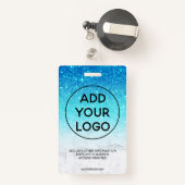 Badge Bleu ombre parties scintillant logo en marbre phot (Back with Retractable)