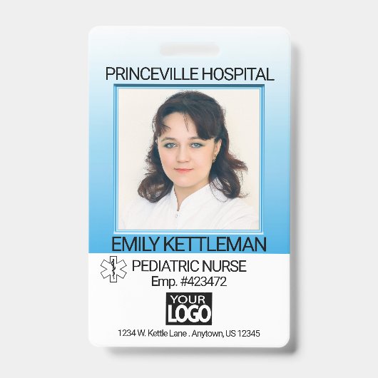 Badge Bleu - Photo Médicale - Infirmière (Avant)