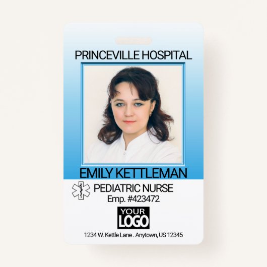 Badge Bleu - Photo Médicale - Infirmière (Devant)