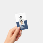 Badge Bleu | Photo personnalisée de l'employé, logo, nom (À main)