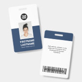 Badge Bleu | Photo personnalisée de l'employé, logo, nom (Recto et verso)