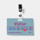 Badge bleu pour visiteur de l'école (Avant avec clip)