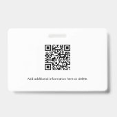 Badge Bleu QR Code à barres - photo de l'employé (Arrière)