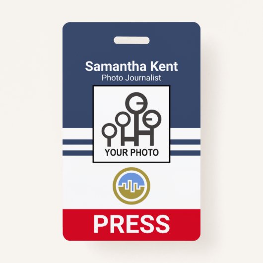 Badge Bleu Red Stripes Colonne Modèle photo Press ID (Devant)