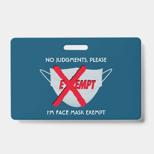 Badge Bleu sarcelle | EXONÉRÉ DE MASQUE FACIAL (Avant)