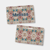 Badge bleu turquoise or bordeaux rose bohème (Avant & arrière)