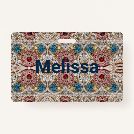 Badge bleu turquoise or bordeaux rose bohème (Devant)