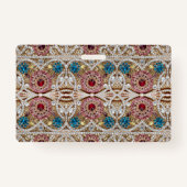 Badge bleu turquoise or bordeaux rose bohème (Dos)