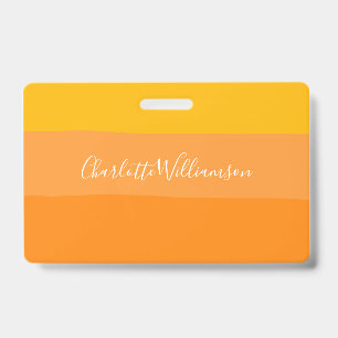 Badge Bloc de couleur abstrait Bandes Orange Personnalis