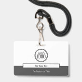 Badge Bloc de couleur gris moderne Étiquette de nom prof (Avant avec lanière)