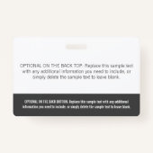 Badge Bloc de couleur gris moderne Étiquette de nom prof (Dos)