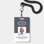 Badge Bloc de couleur Logo personnalisé Nom de l'employé (Avant avec lanière)