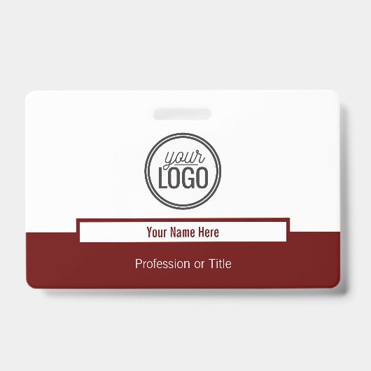 Badge Bloc de couleur rouge foncé simple pour nom profes (Avant)