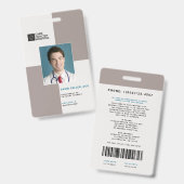 Badge Blocs Code personnel Médicale + Code-barres | vert (Avant & arrière)