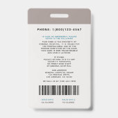 Badge Blocs Code personnel Médicale + Code-barres | vert (Arrière)