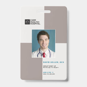 Badge Blocs Code personnel Médicale + Code-barres vert