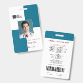 Badge Blocs d'identité médicale + Code-barres | Vertical (Avant & arrière)