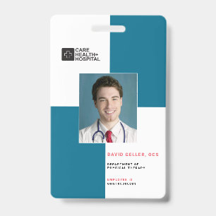 Badge Blocs d'identité médicale + Code-barres Vertical