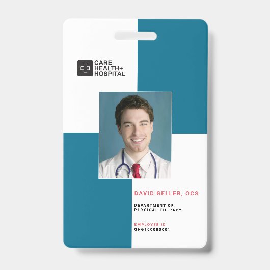 Badge Blocs d'identité médicale + Code-barres | Vertical (Avant)