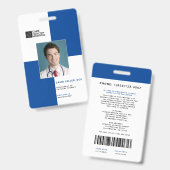 Badge Blocs ID de personnel médical + Code-barres | Vert (Avant & arrière)