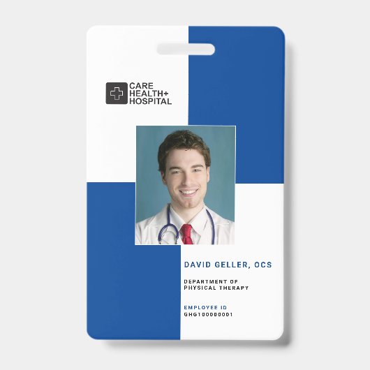 Badge Blocs ID de personnel médical + Code-barres | Vert (Avant)