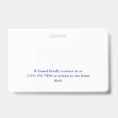 Badge Blue Abstrait Ajouter votre logo ID employé (Dos)