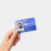 Badge Blue Abstrait Ajouter votre logo ID employé (À main)