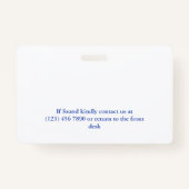 Badge Blue Abstrait Ajouter votre logo ID employé (Dos)