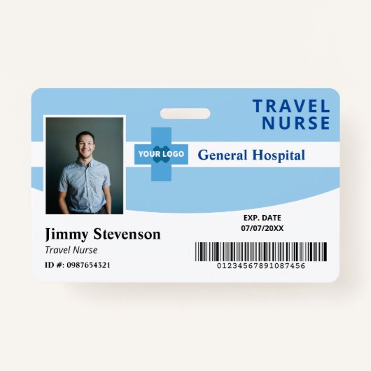 Badge Blue Ajouter votre logo Hospital Code photo employ (Devant)