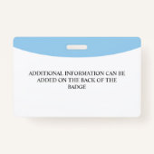 Badge Blue Ajouter votre logo Hospital Code photo employ (Dos)