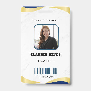 Badge Blue and Gold Modern Teacher Portrait Company